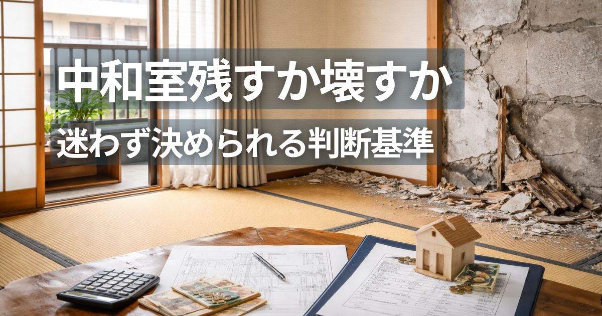 マンション中和室リフォームで和室を残すか壊すの図