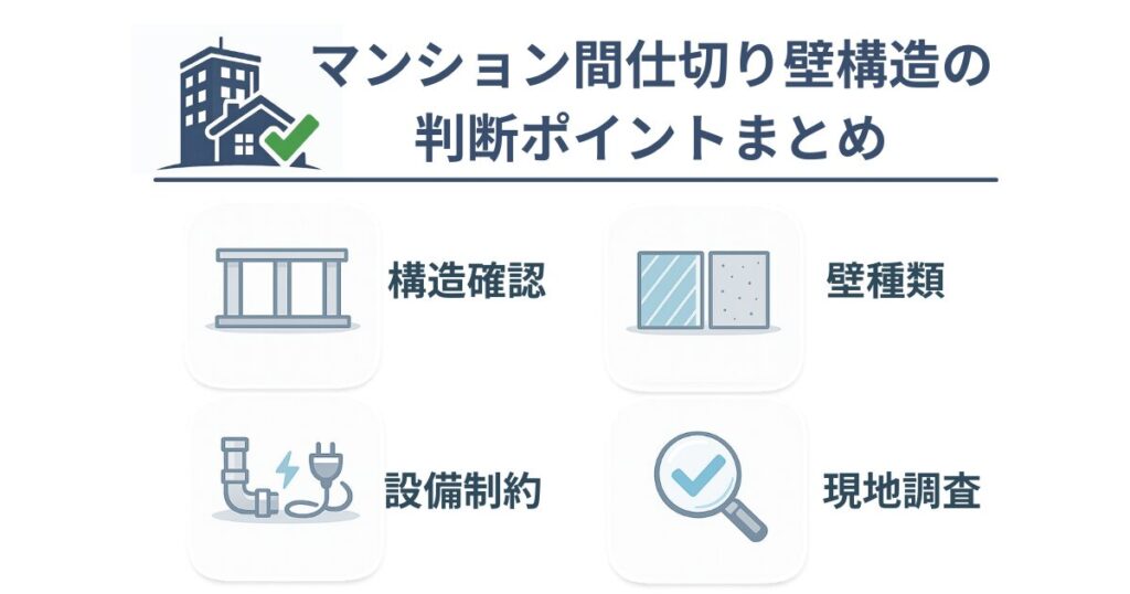 マンション間仕切り壁構造の判断ポイントを整理した図解