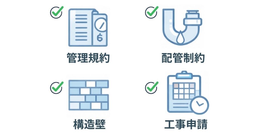 マンションリフォームの管理規約や構造制約の注意点図解