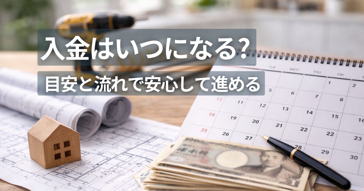 リフォーム補助金の入金時期を考えるための住宅検討デスク
