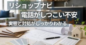 マンションリフォームの見積もり検討中のデスクと図面・素材サンプルのイメージ