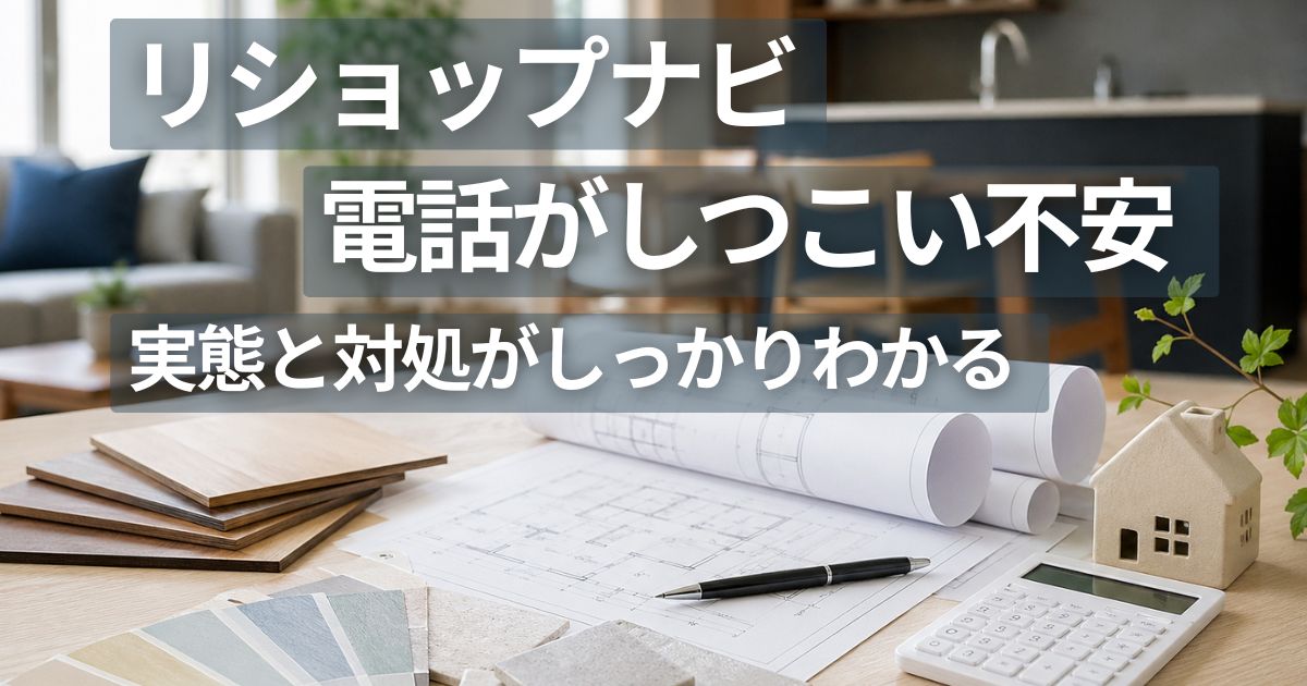 マンションリフォームの見積もり検討中のデスクと図面・素材サンプルのイメージ