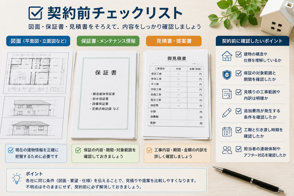 図面・保証書・見積書を確認するリフォーム相談前のチェックリスト
