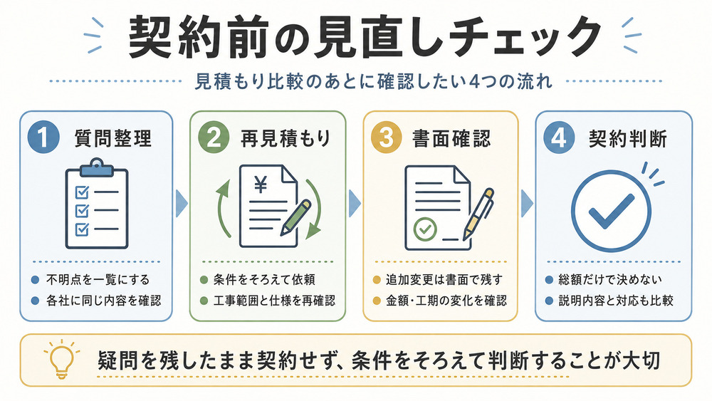 リフォーム見積もりの再確認から契約判断までの確認手順