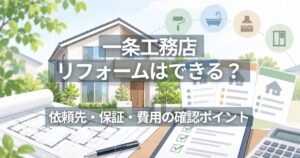一条工務店のリフォーム検討で確認事項を整理する説明用イラスト