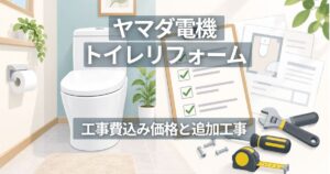 トイレリフォームの見積もりや工事条件を確認するイメージイラスト